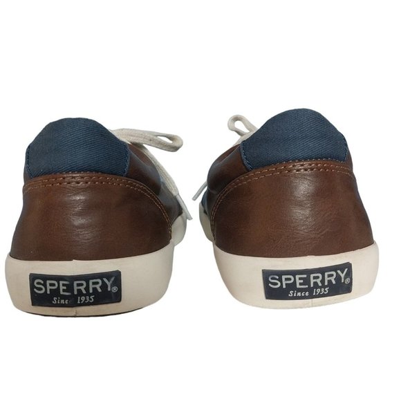 Sperry Boys Memory Foam Lace Up Brown Tuck ltt Leather Casual Sneaker Sz 5M - Picture 5 of 14
